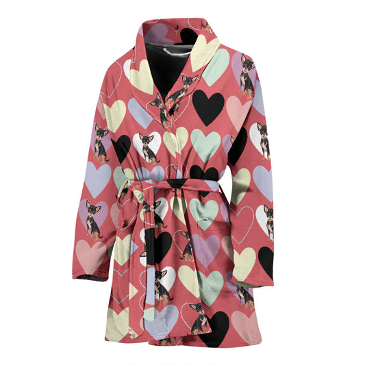 Chihuahua Pattern Print Design 01 Women Bathrobe