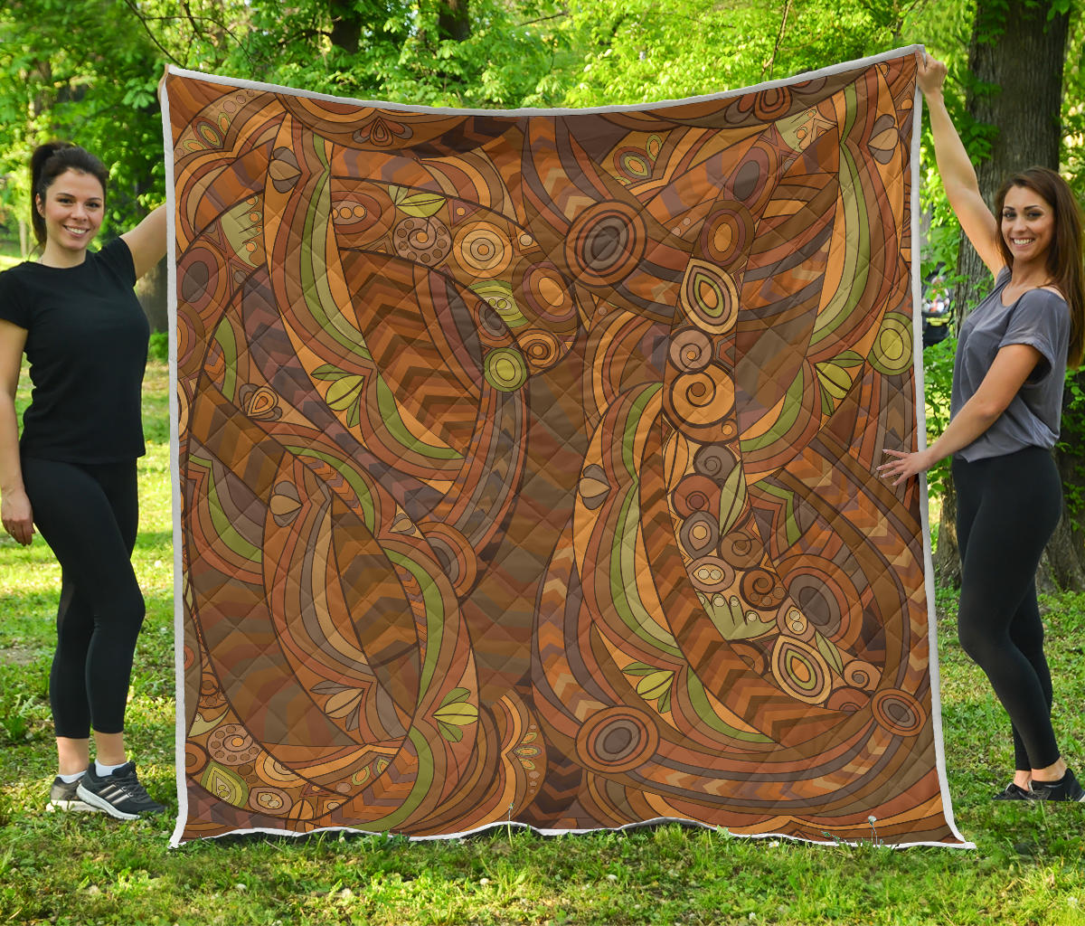 Maori Ornament Design Print Quilt Bedspread