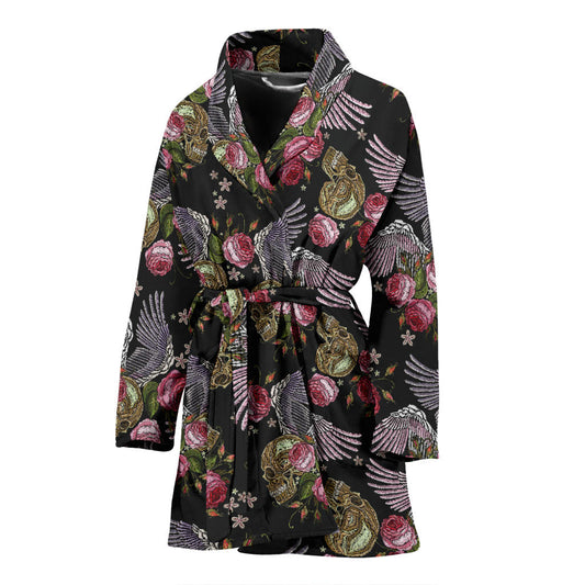 Angel Wings Pattern Print Design 06 Women Bathrobe
