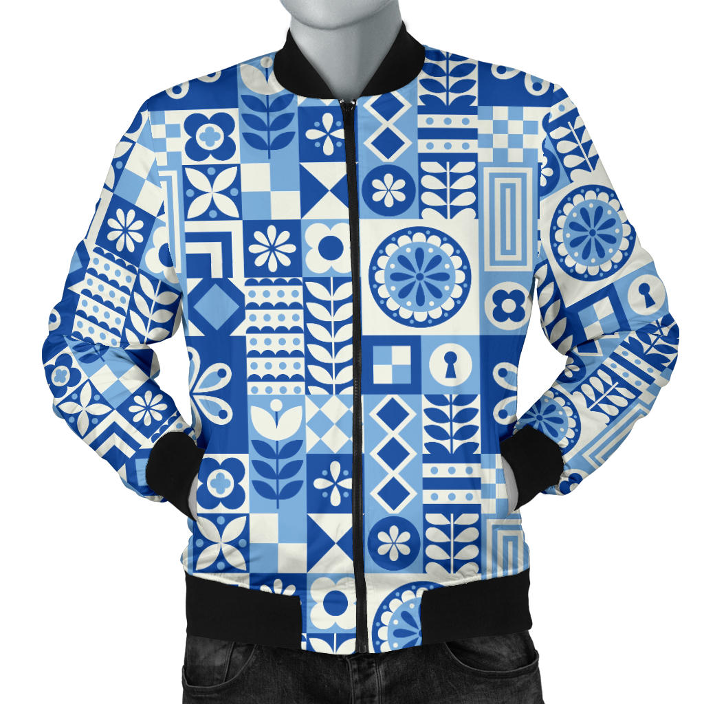 Swedish Print Pattern Men Bomber Jacket