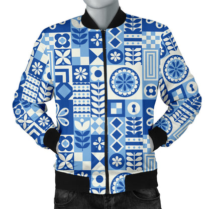 Swedish Print Pattern Men Bomber Jacket