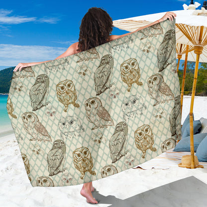Owl Pattern Print Design A03 Sarong Pareo Wrap