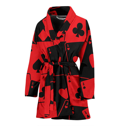Poker Cards Pattern Print Design A01 Women Bathrobe