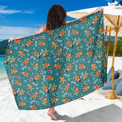 Gingerbread Pattern Print Design 05 Sarong Pareo Wrap