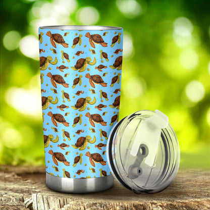 Hello Sea Turtle Print Pattern Tumbler
