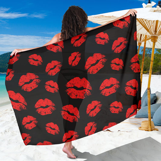 Lip Red Pattern Print Design 02 Sarong Pareo Wrap