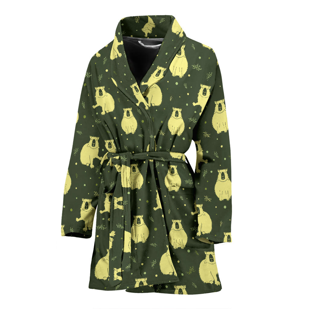Capybara Pattern Print Design 03 Women Bathrobe