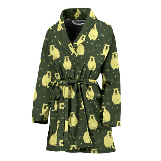 Capybara Pattern Print Design 03 Women Bathrobe