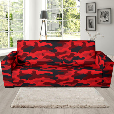 Camo Red Pattern Print Design 03 Sofa Slipcover