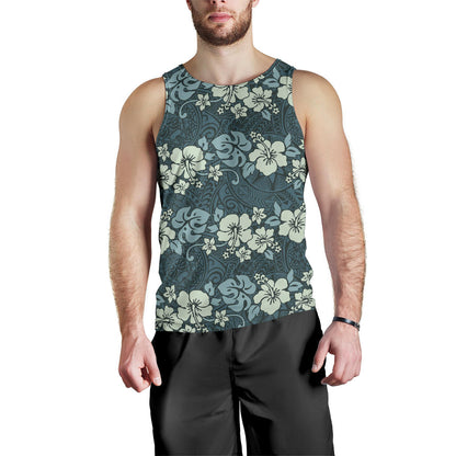 Flower Hawaiian Hibiscus Style Print Pattern Men Tank Top