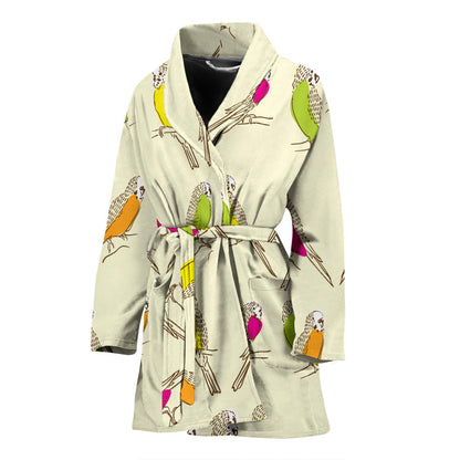Parakeet Pattern Print Design A01 Women Bathrobe