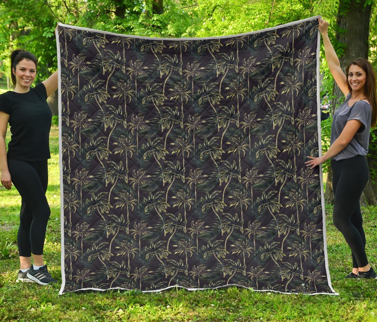 Palm Tree Background Design Print Quilt Bedspread