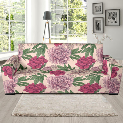 Peony Pattern Print Design A01 Sofa Slipcover