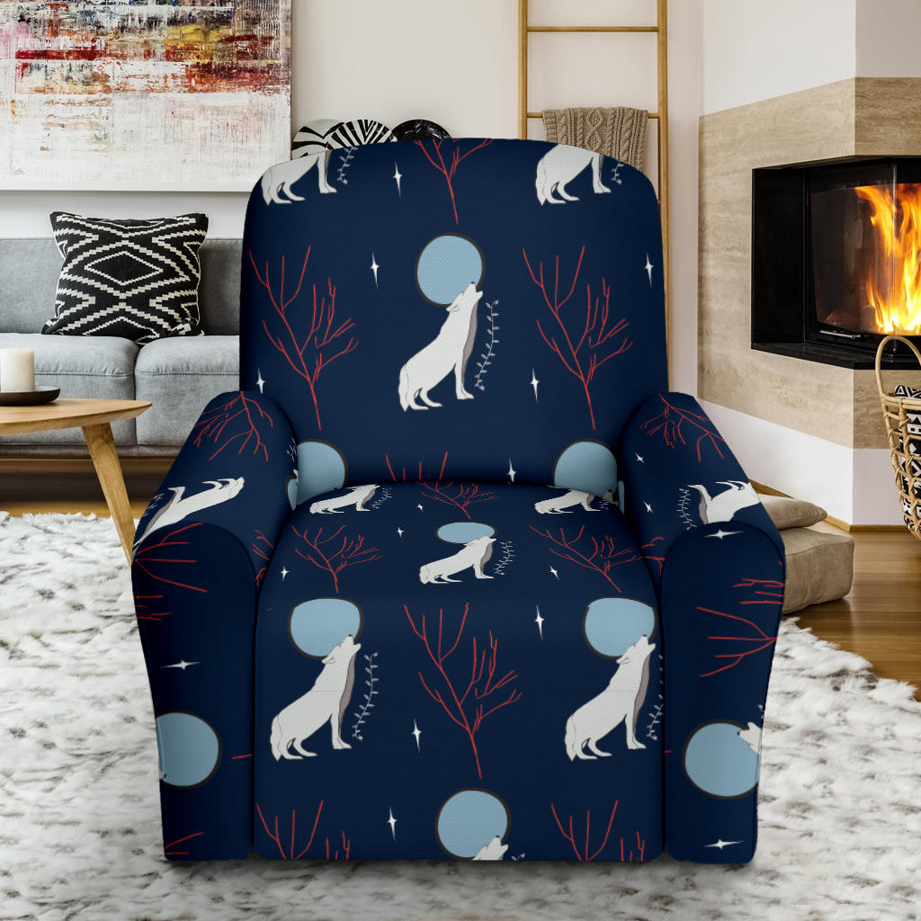 Wolf Moon Print Design LKS304 Recliner Slipcover with Pocket