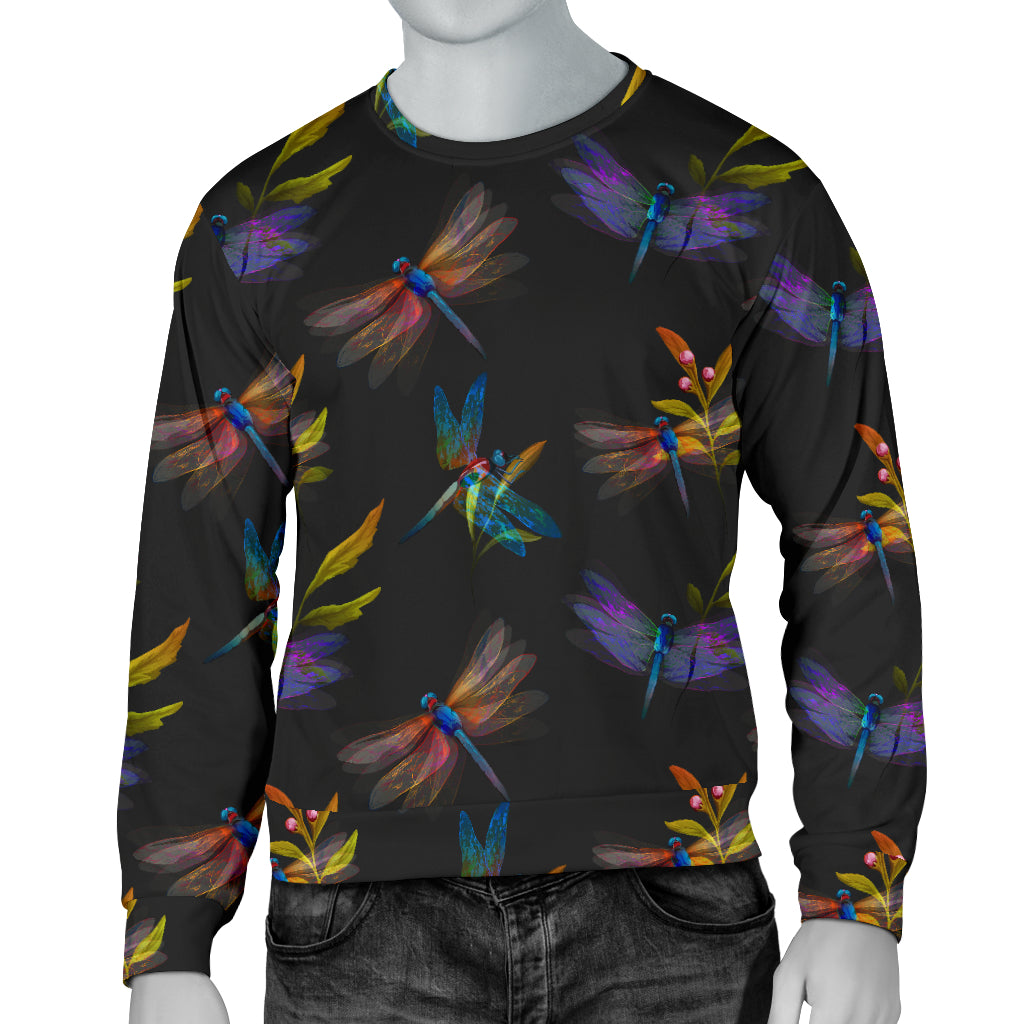 Dragonfly Colorful Realistic Print Men Long Sleeve Sweatshirt