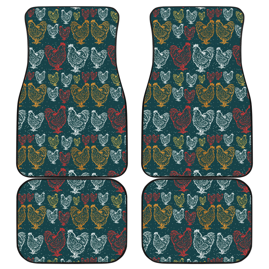 Rooster Hand Draw Design Car Floor Mats Front Back