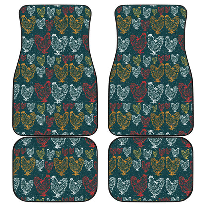 Rooster Hand Draw Design Car Floor Mats Front Back