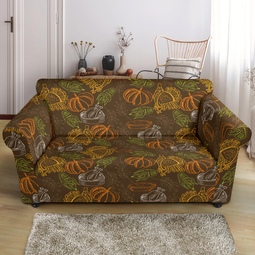 Thanksgiving Print Design LKS301 Loveseat Couch Slipcover
