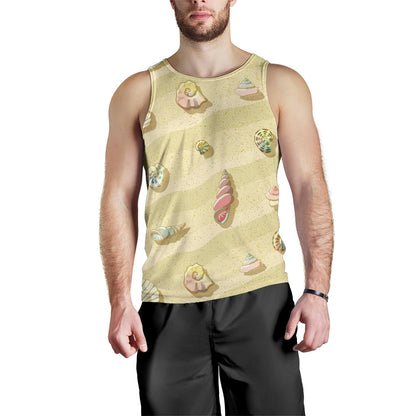 Beach with Seashell Theme Men Tank Top