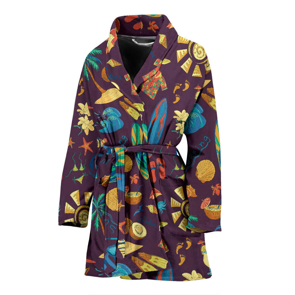 Aloha Hawaii Pattern Print Design 01 Women Bathrobe
