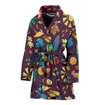 Aloha Hawaii Pattern Print Design 01 Women Bathrobe