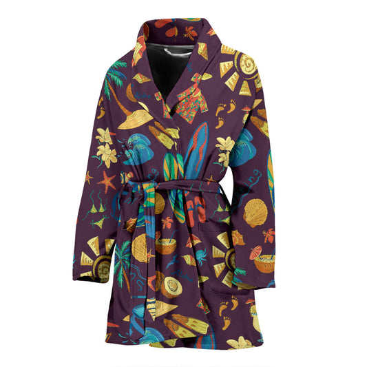 Aloha Hawaii Pattern Print Design 01 Women Bathrobe