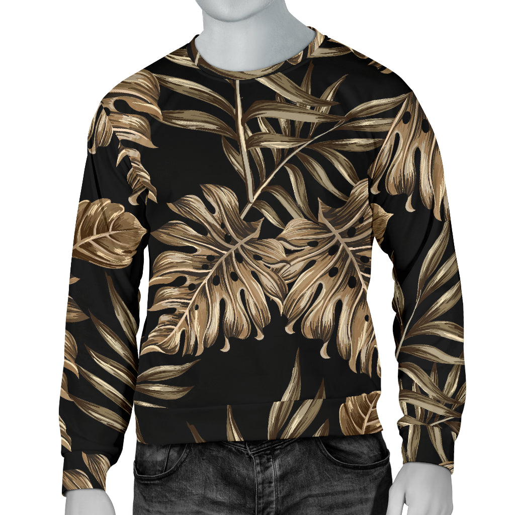 Brown Tropical Palm Leaves Men Long Sleeve Sweatshirt