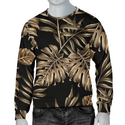 Brown Tropical Palm Leaves Men Long Sleeve Sweatshirt