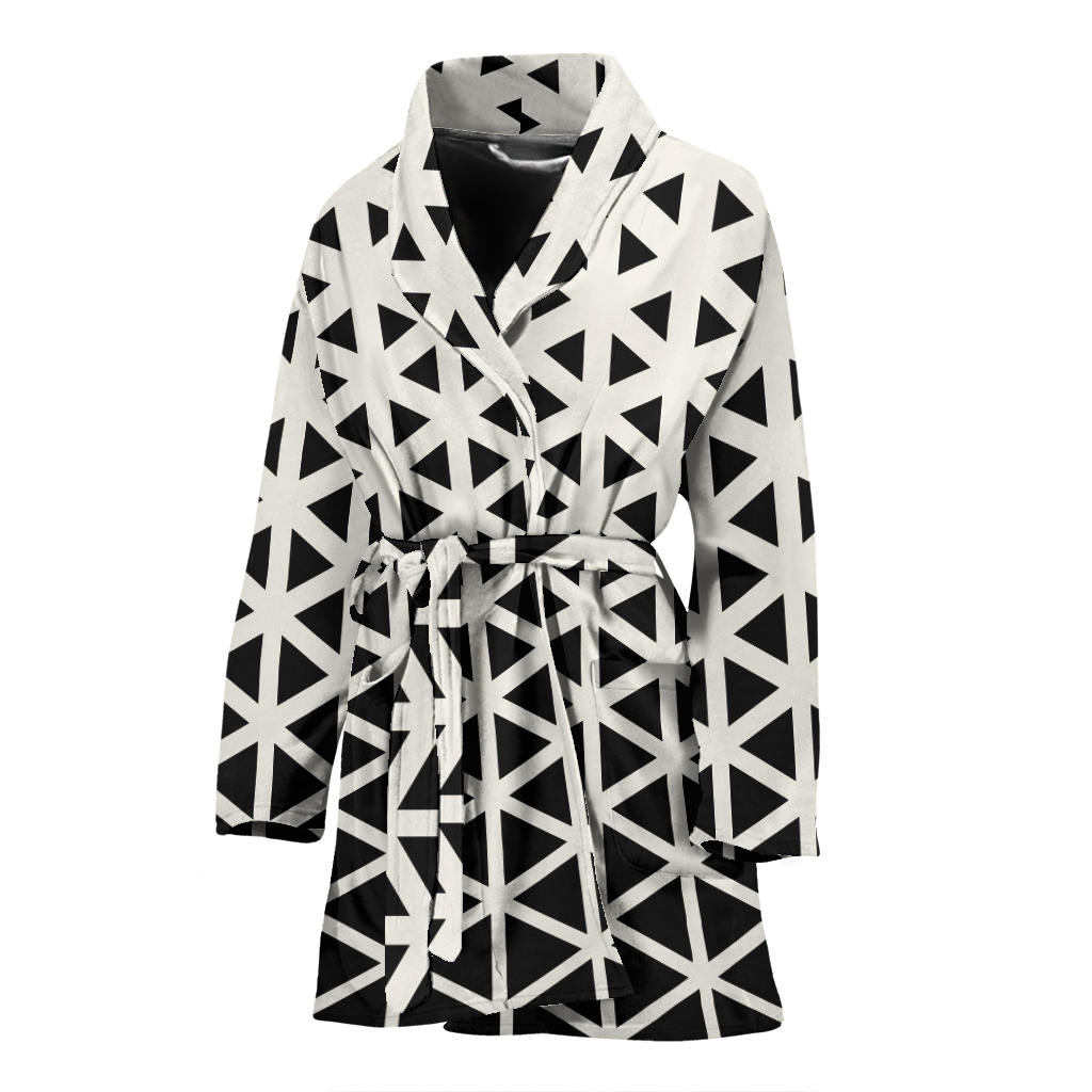Geometric Black White Pattern Print Design 03 Women Bathrobe