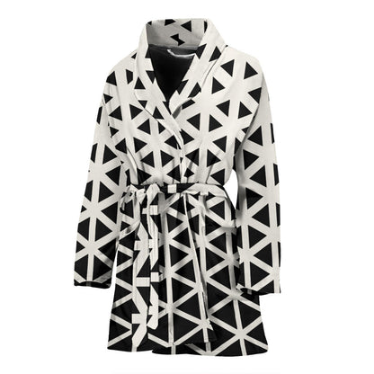 Geometric Black White Pattern Print Design 03 Women Bathrobe