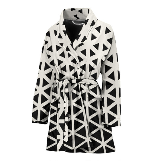 Geometric Black White Pattern Print Design 03 Women Bathrobe