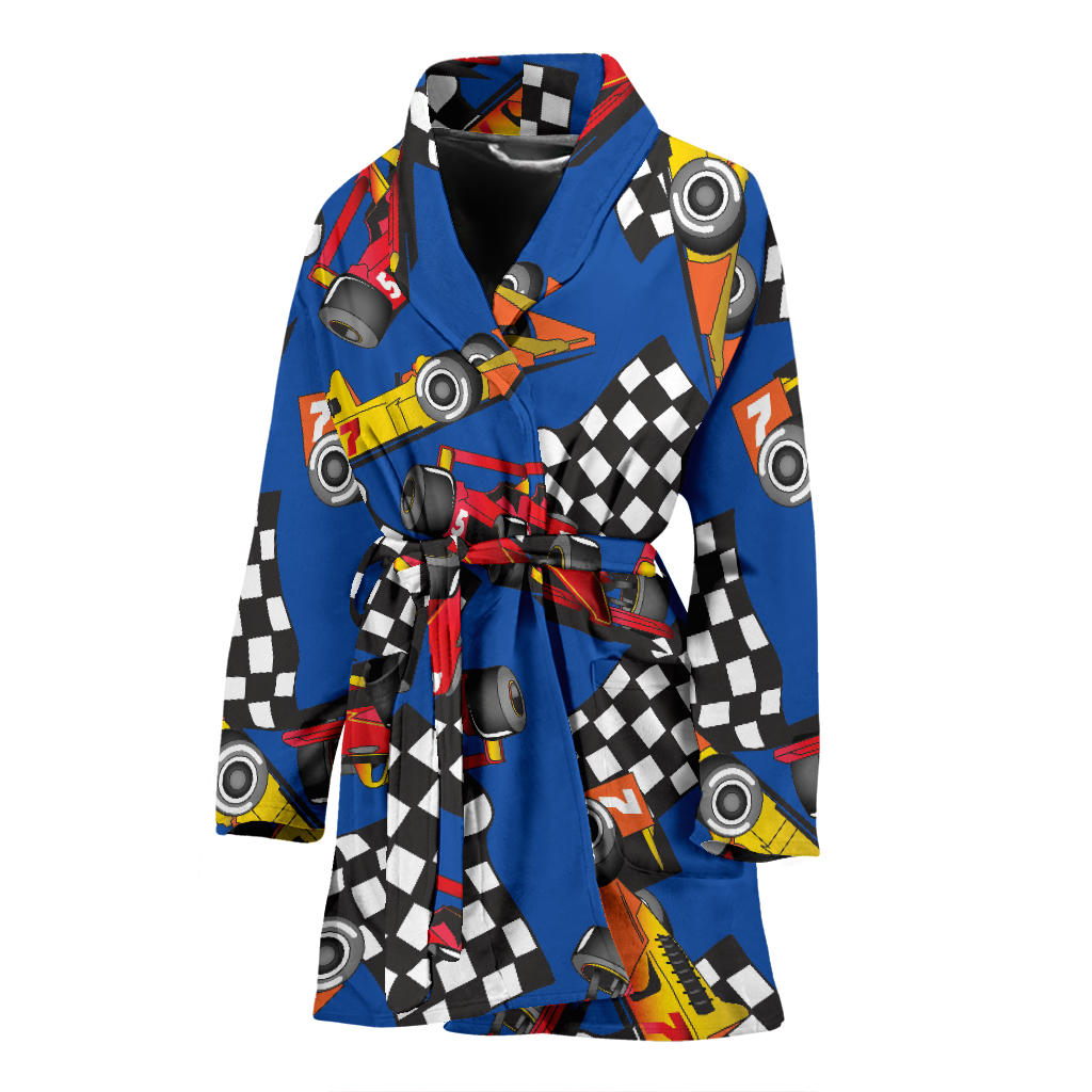 Racing Pattern Print Design A01 Women Bathrobe
