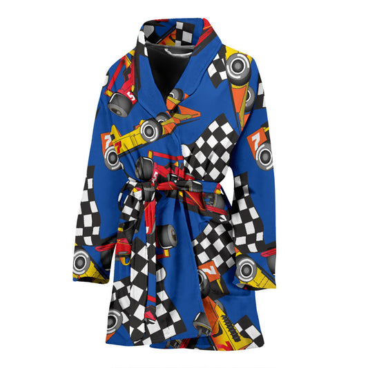 Racing Pattern Print Design A01 Women Bathrobe