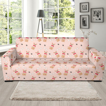 Chihuahua Pattern Print Design 04 Sofa Slipcover