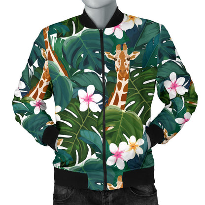 Giraffe Jungle Design Print Men Bomber Jacket