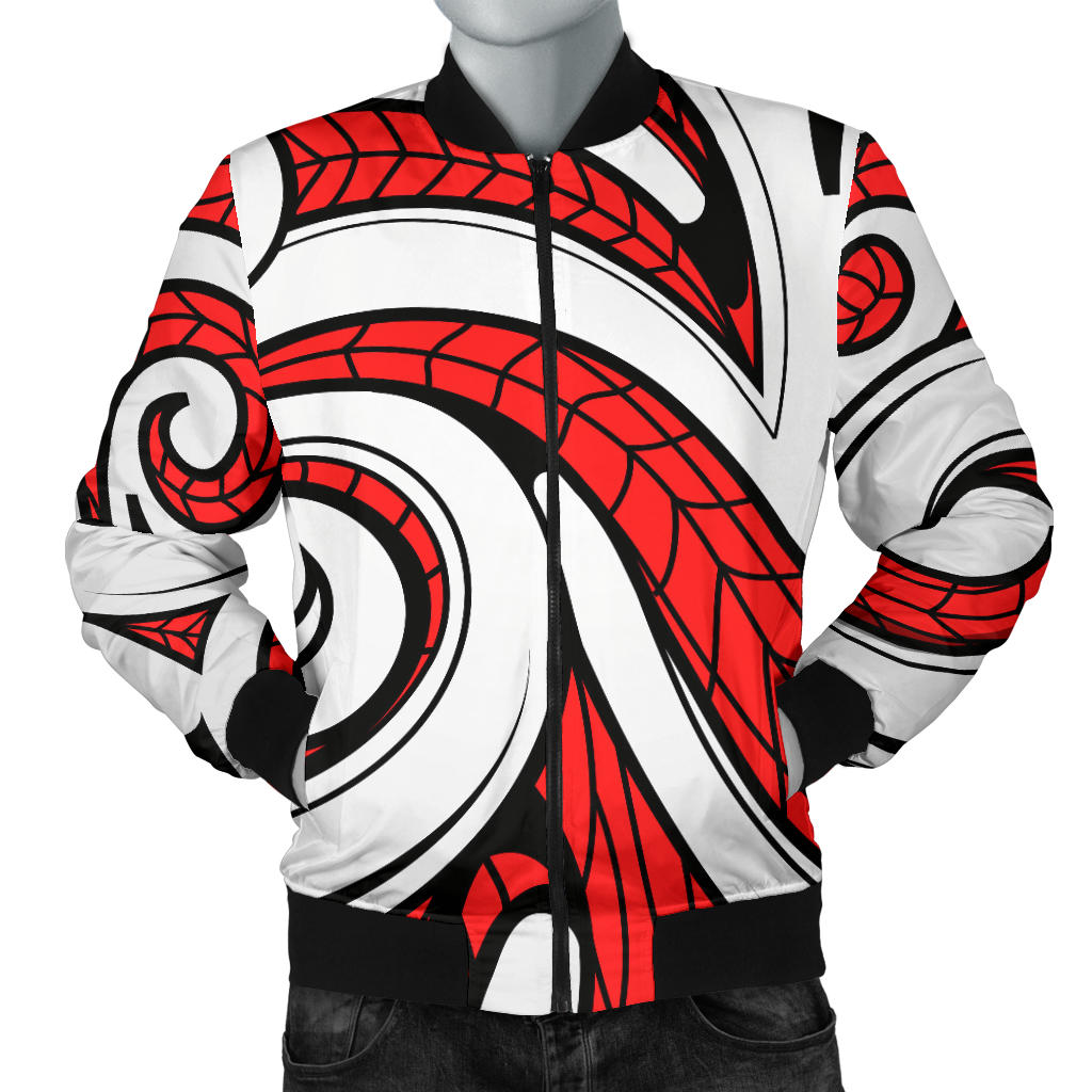 Maori Polynesian Themed Design Print Men Bomber Jacket