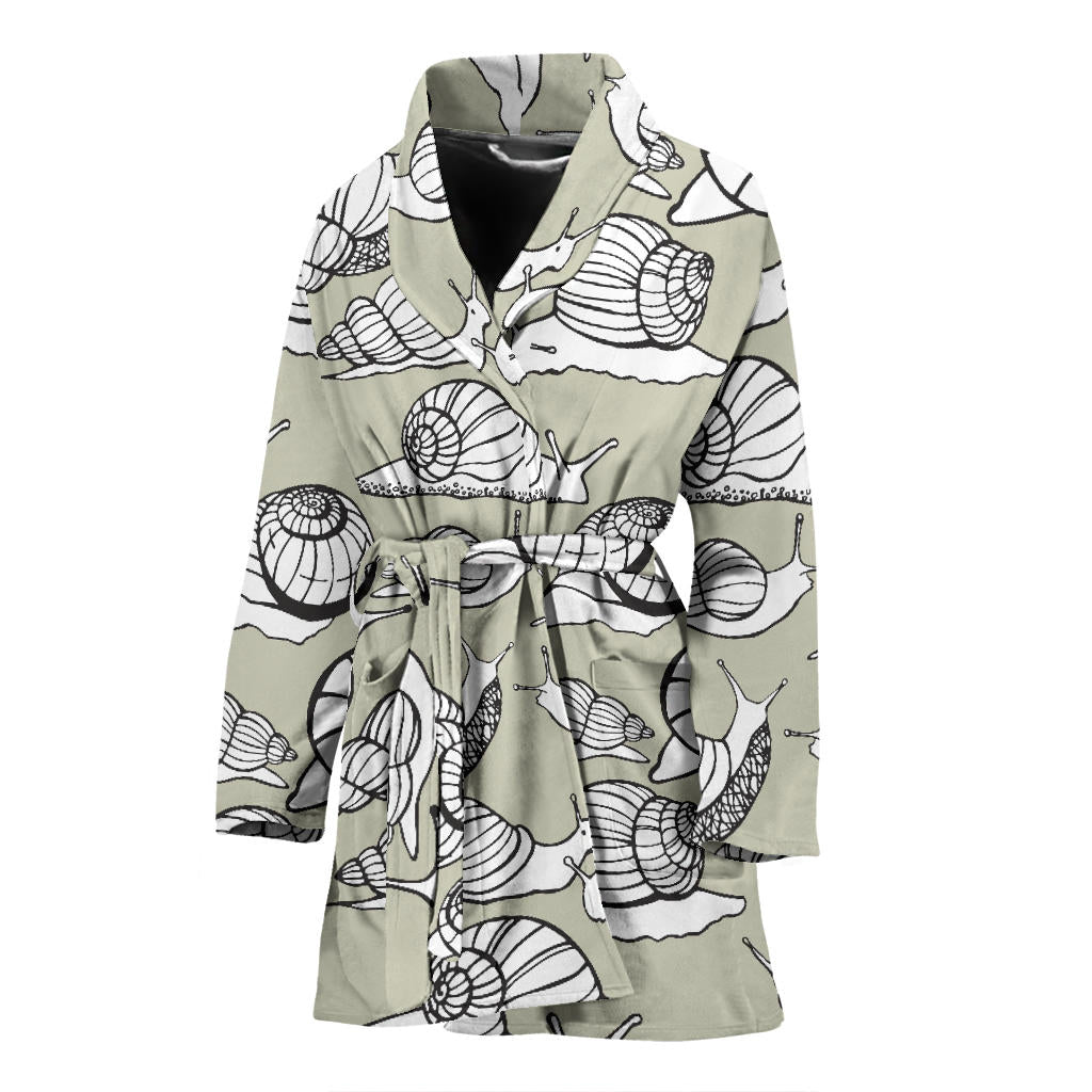 Snail Pattern Print Design 03 Women Bathrobe