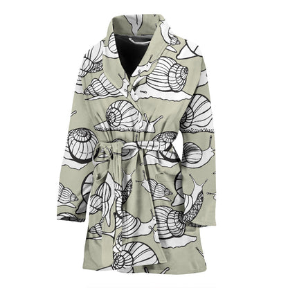 Snail Pattern Print Design 03 Women Bathrobe