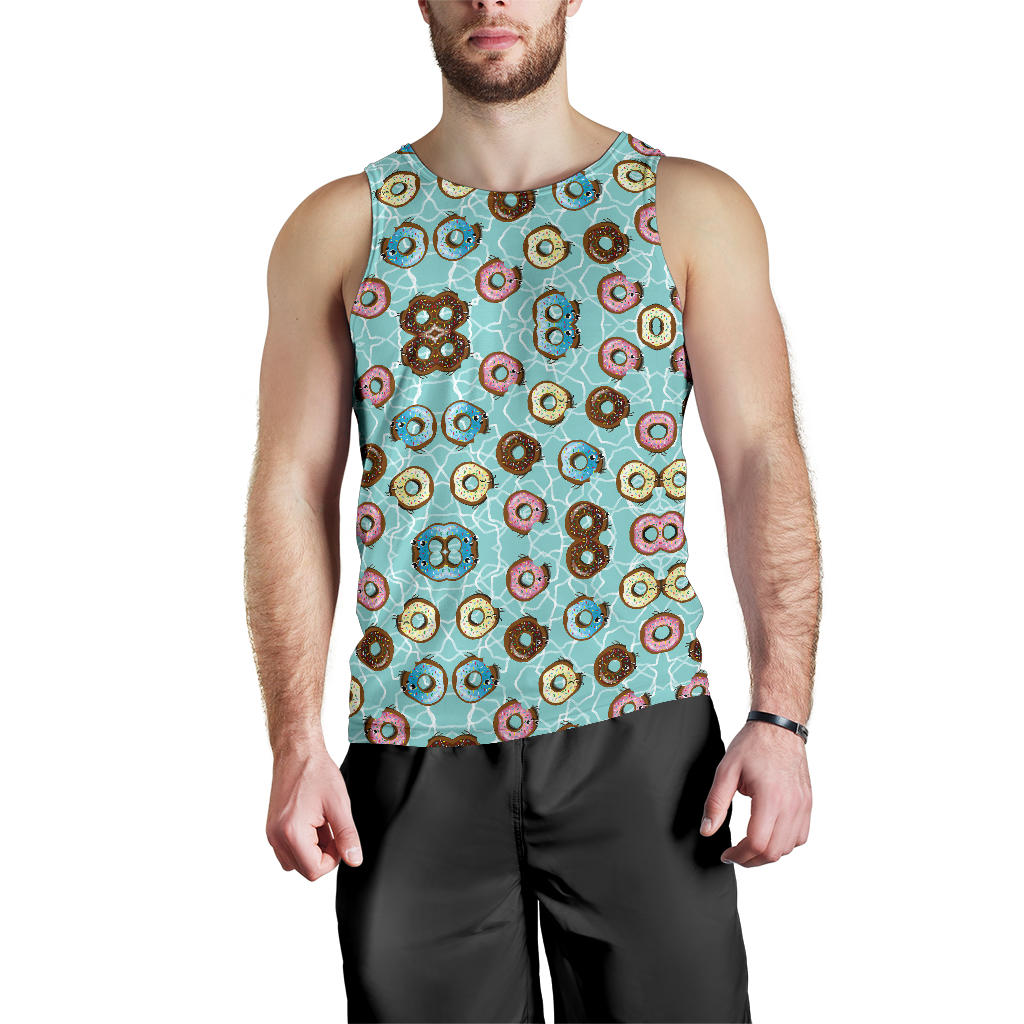 Emoji Donut Print Pattern Men Tank Top