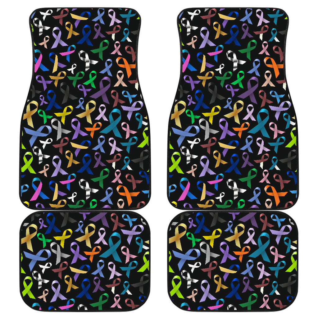 Breast Cancer Awareness Colorful Print Car Floor Mats Front Back