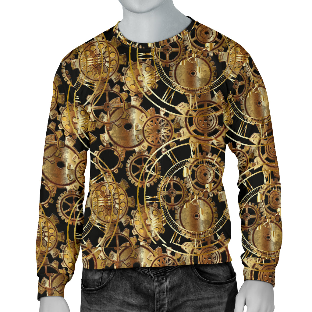 Steampunk Gear Design Themed Print Men Long Sleeve Sweatshirt