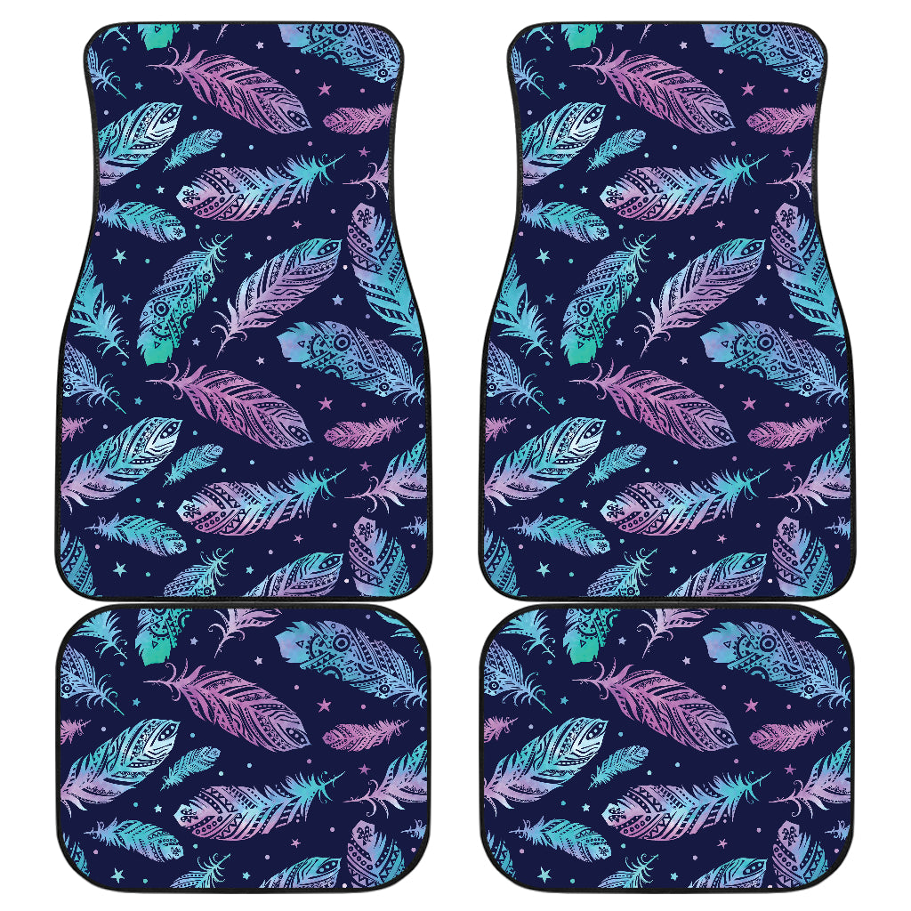 Feather Aztec Design Print Car Floor Mats Front Back