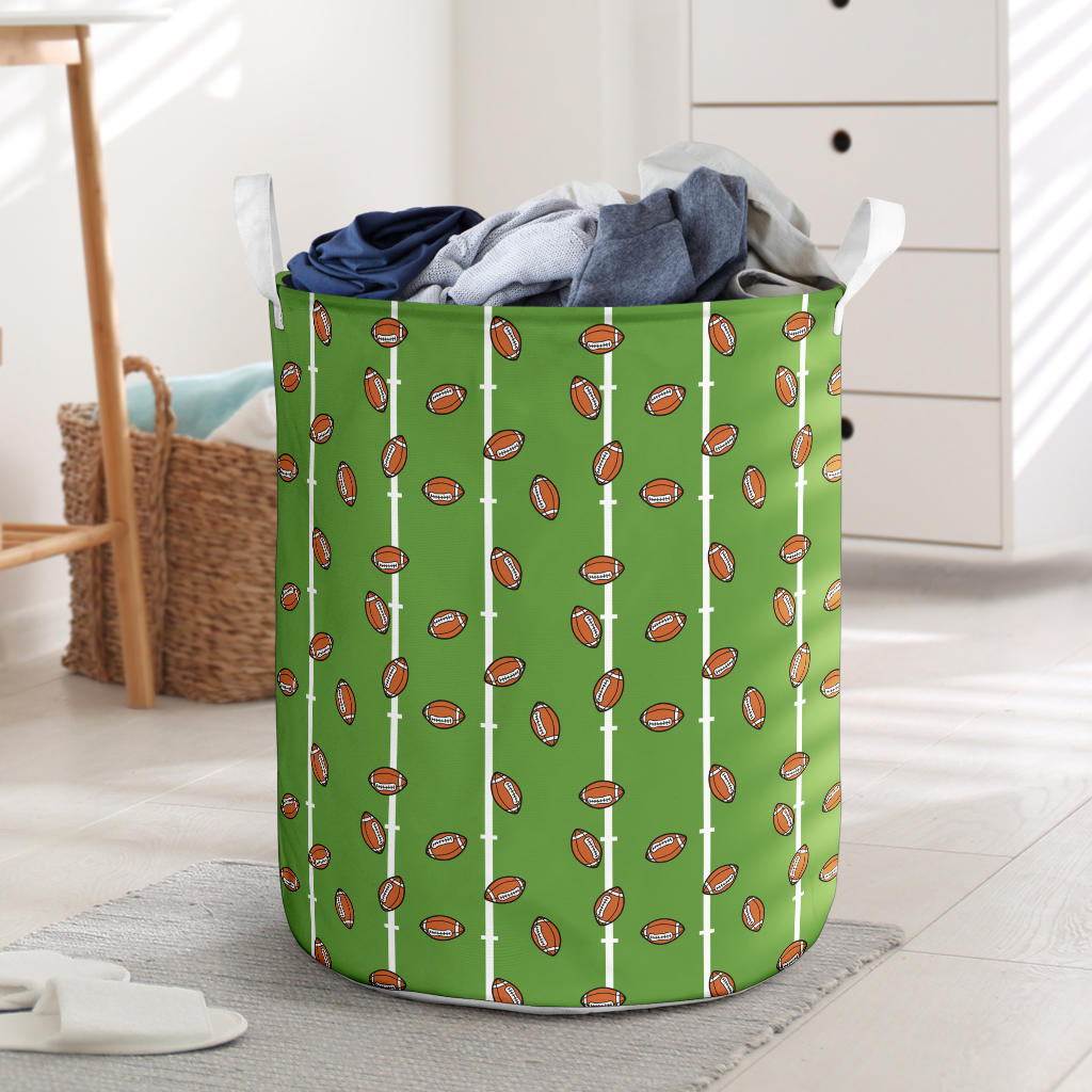 American Football on Field Themed Print Laundry Basket