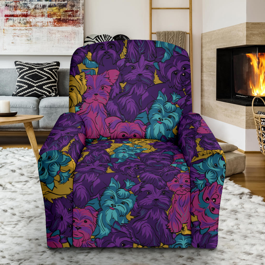 Yorkshire Terriers Print Design LKS3010 Recliner Slipcover with Pocket