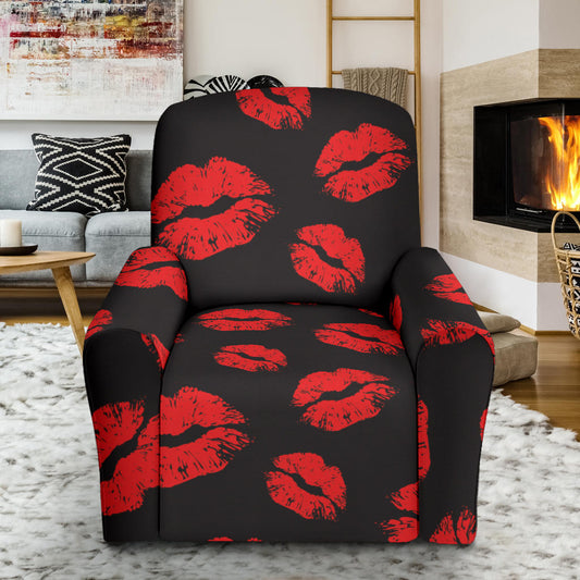 Lip Red Pattern Print Design 02 Recliner Slipcover with Pocket