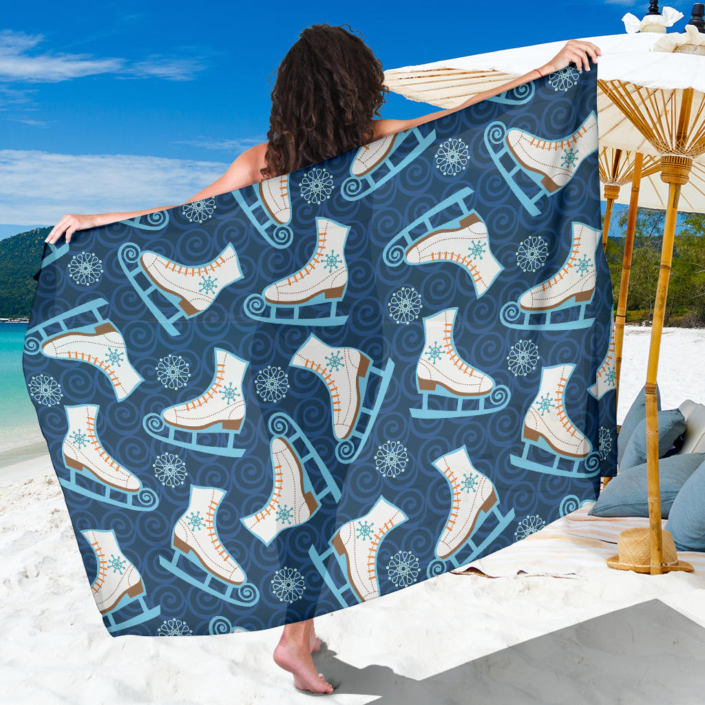Ice Skate Pattern Print Design 01 Sarong Pareo Wrap