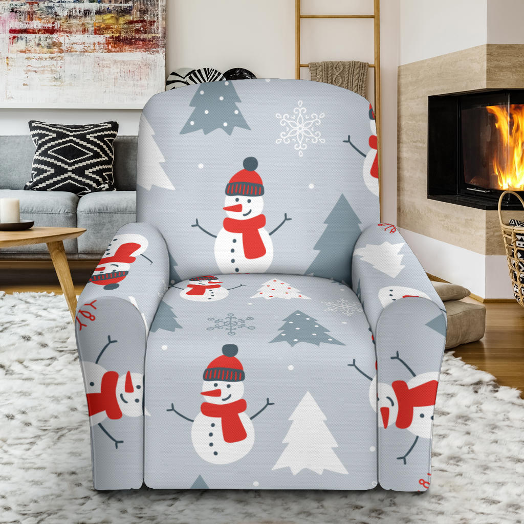 Snowman Print Design LKS302 Recliner Slipcover with Pocket