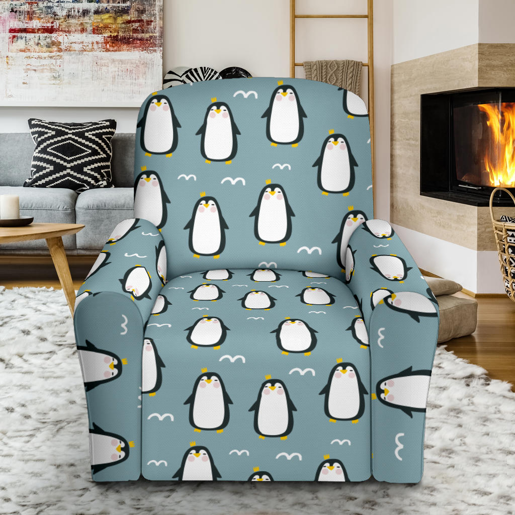 Penguin Pattern Print Design A02 Recliner Slipcover with Pocket