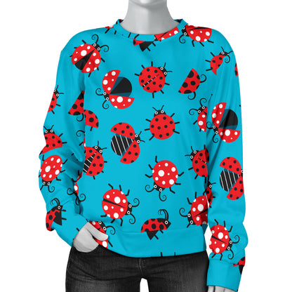 Ladybug Action Print Pattern Women Long Sleeve Sweatshirt