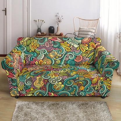Hippie Print Design LKS302 Loveseat Couch Slipcover